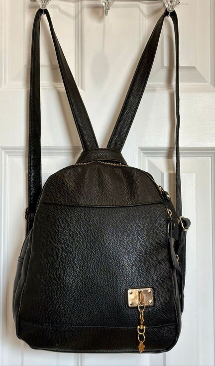 UNBRANDED Handbags - UNBRANDED - EUC Black Pebbled Faux Leather Mini Backpack w/Padlock-Style Accent